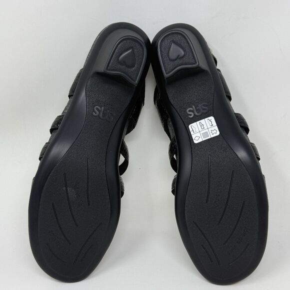 SAS Allegro Sandals Womens 10 N Narrow Black Leather Croc Print Pump Strappy - Picture 13 of 15